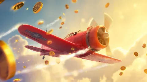 Aviator crash game rood vliegtuig met multiplier
