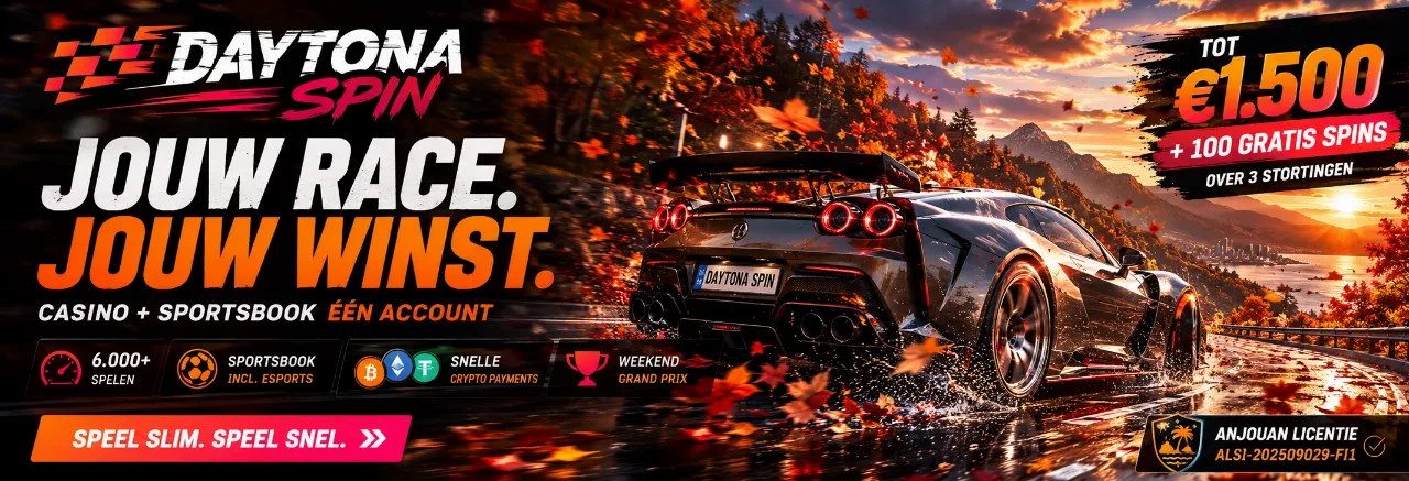 Overzichtstabel met Daytona Spin kenmerken, bonus en Anjouan licentie