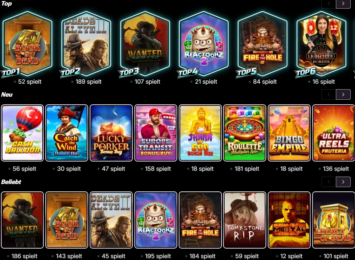 Raster met slots, live casino en crash games van Daytona Spin